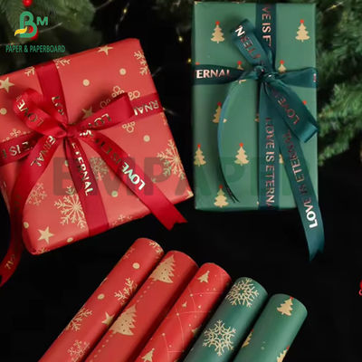 60gm カスタムプリント クリスマス ギフト 梱包 紙巻 43cm x 300cm